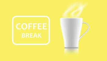 Coffee mugs on a yellow background, coffee cup vector