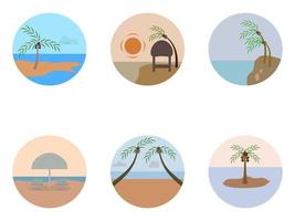 conjunto de varios paisajes en la playa vector