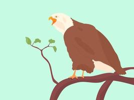 eagle watching prey on a branch vector