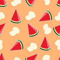 vector de fondo de frutas tropicales con sandía, patrón de frutas exóticas sin fisuras de verano