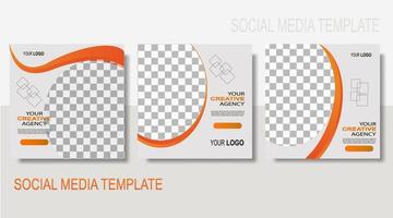 publicación de plantilla editable para publicidad en redes sociales. agencia creativa. anuncios de banner web para diseño de promoción con color naranja. vector