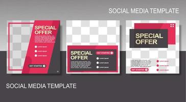 Editable simple corporate posts, Easy Use in banners, promotion designs, branding company, designers, shop owners, businesses. Social media post template.with red color. vector