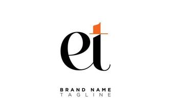 ET Alphabet letters Initials Monogram logo TE, E and T vector