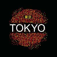 manos con letras de tokio y diseño de tipografía de eslogan en ilustración vectorial. inscripción en japonés con la traducción es tokio vector