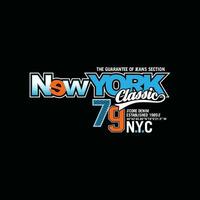 ny nueva york, moderno de tipografía y diseño gráfico de letras en ilustración vectorial. camiseta, ropa, prendas de vestir y otros usos. vector