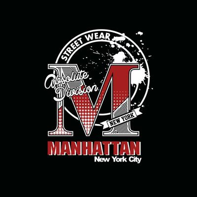 Manhattan NY,Modern of typography and lettering graphic design in Vector illustration.Tshirt,clothing,apparel and other uses