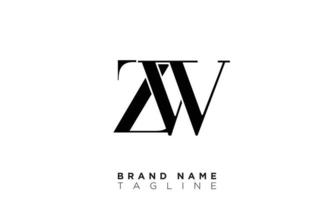 ZW Alphabet letters Initials Monogram logo WZ, Z and W vector