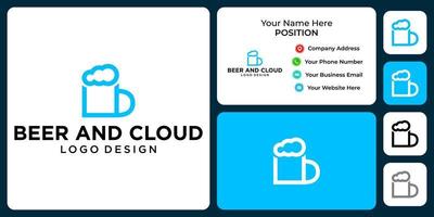 Beer and cloud logo design with business card template. vector