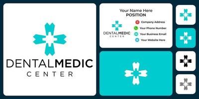 diseño de logotipo de hospital dental con plantilla de tarjeta de visita. vector