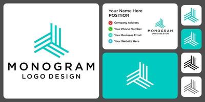 Triangle shape industry logo design with business card template. vector