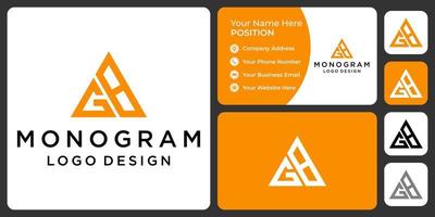Letter G B monogram industry logo design with business card template. vector