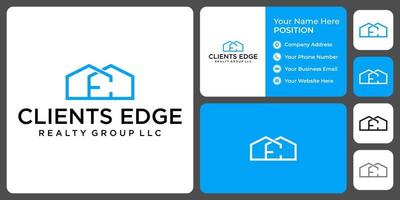 diseño de logotipo de casa con monograma de letra ce con plantilla de tarjeta de visita. vector