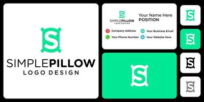 Letter S monogram pillow logo design with business card template. vector
