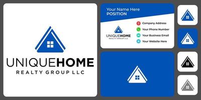 diseño de logotipo de casa único con plantilla de tarjeta de visita. vector