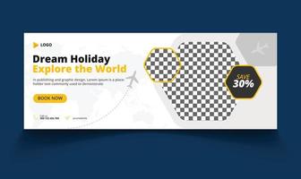 Travel social media banner template for tour holiday vacation vector