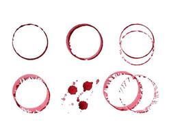 Vector watercolor round red wine stains, drops, splashes, spilled glass stains, icons