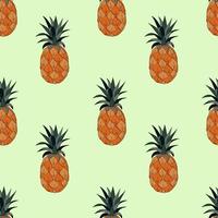 Seamless pattern with pineapples, hand-drawing doodling, green background. For textile backdrop background cover packaging banner. Vector