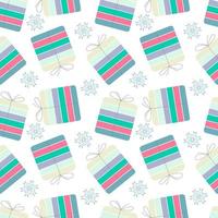 Pattern Gift for Christmas and New Year, box, bow, inscription Happy New Year. Element for design, white background. Vector