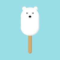 Ice cream Polar Bear, flat style, ice cream in the shape of a polar bear, on a blue background. Isolated. Vector