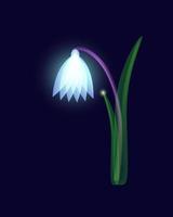 Neon snowdrops. Spring flowers, plants, nature, March. Vector illustration in neon style for banners, posters, flyer designs.