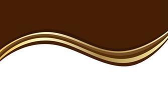 Chocolate decorative wave, wavy stripes, brown and gold, background, backdrop, packaging, wrapper, label. Curve, template, empty space for insertion. Isolated, white background.