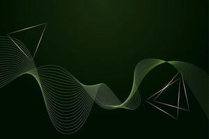 Background green dark abstract 3D digital with linear transition, technology, futurism, wave, triangles. Banner, backdrop, template. vector