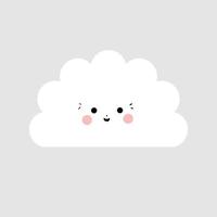 linda nube emoticon plana vector