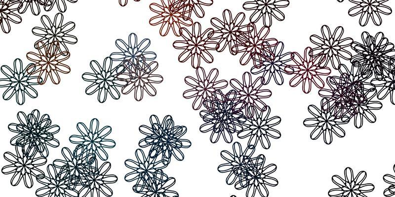 Light Blue, Red vector doodle texture with flowers.