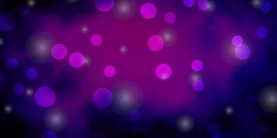 Dark Pink, Blue vector background with circles, stars.