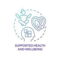 Supported health and wellbeing blue gradient concept icon. Circular economy abstract idea thin line illustration. Healthy environment creation. Isolated outline drawing. vector