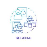 Recycling blue gradient concept icon. Step to implementing circular economy abstract idea thin line illustration. Reducing greenhouse gas emissions. Isolated outline drawing. vector