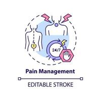 Pain management concept icon. Patient care. Service of medical center abstract idea thin line illustration. Isolated outline drawing. Editable stroke.