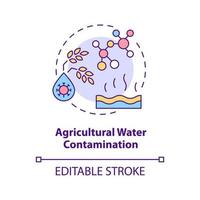 Agricultural water contamination concept icon. Water pollution type abstract idea thin line illustration. Pesticides usage. Isolated outline drawing. Editable stroke.