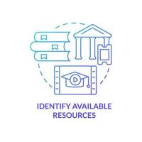 Identify available resources blue gradient concept icon. Accessible resources. Adopting lifelong learning abstract idea thin line illustration. Isolated outline drawing. vector