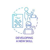 Developing new skill blue gradient concept icon. Hobby and career. Lifelong learning examples abstract idea thin line illustration. Isolated outline drawing. vector