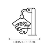 Genetically modifying houseplant linear icon. Genetically engineered monstera. Science and technology. Thin line illustration. Contour symbol. Vector outline drawing. Editable stroke.