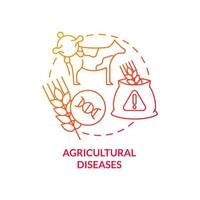 Agricultural diseases red gradient concept icon. Livestock, crops loss. Challenges to achieving food security abstract idea thin line illustration. Isolated outline drawing. vector