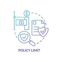 Policy limit blue gradient concept icon. Highest amount of coverage payment. Insurance component abstract idea thin line illustration. Isolated outline drawing. vector