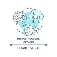 Infrastructure-as-code turquoise concept icon. Cyber technology. Tech macro trends abstract idea thin line illustration. Isolated outline drawing. Editable stroke. vector