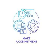 Make commitment blue gradient concept icon. Motivation to study. Adopting lifelong learning abstract idea thin line illustration. Isolated outline drawing. vector