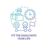 Fit goals into your life blue gradient concept icon. Ongoing study. Adopting lifelong learning abstract idea thin line illustration. Isolated outline drawing. vector