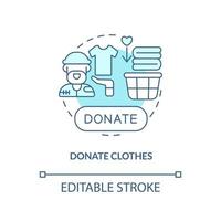 Donate clothes turquoise concept icon. Homelessness assistance abstract idea thin line illustration. Homeless shelter. Isolated outline drawing. Editable stroke. vector