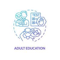 Adult education blue gradient concept icon. Knowledge acquisition. Lifelong learning contexts abstract idea thin line illustration. Isolated outline drawing. vector