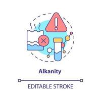 Alkalinity concept icon. Water quality indicator abstract idea thin line illustration. Measuring pH levels in water. Isolated outline drawing. Editable stroke. vector