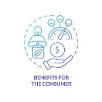 Benefits for consumer blue gradient concept icon. Circular economy advantage abstract idea thin line illustration. Responsible consumption. Isolated outline drawing. vector