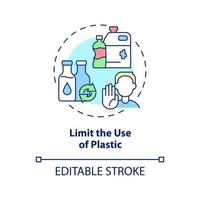 Limit plastic usage concept icon. Save ocean from pollution abstract idea thin line illustration. Environment protection. Isolated outline drawing. Editable stroke. vector