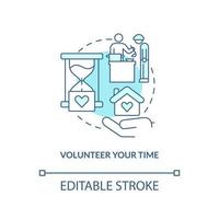 Volunteer your time turquoise concept icon. Providing affordable housing abstract idea thin line illustration. Isolated outline drawing. Editable stroke. vector
