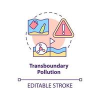 Transboundary pollution concept icon. Water contamination category abstract idea thin line illustration. Damaged ecosystem. Isolated outline drawing. Editable stroke. vector