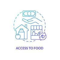 Access to food blue gradient concept icon. Purchase products. Food security basic definitions abstract idea thin line illustration. Isolated outline drawing.