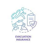 icono de concepto de gradiente azul de seguro de evacuación. seguridad de viaje. tipos de viajes protección financiera idea abstracta ilustración de línea delgada. dibujo de contorno aislado. vector